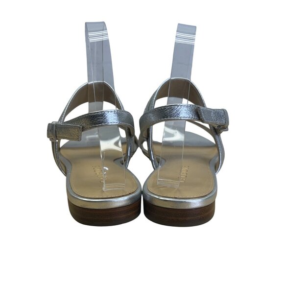 Talbots Women’s Silver Leather Strap With Buckle Closure Sandals Size 8M - Picture 4 of 7